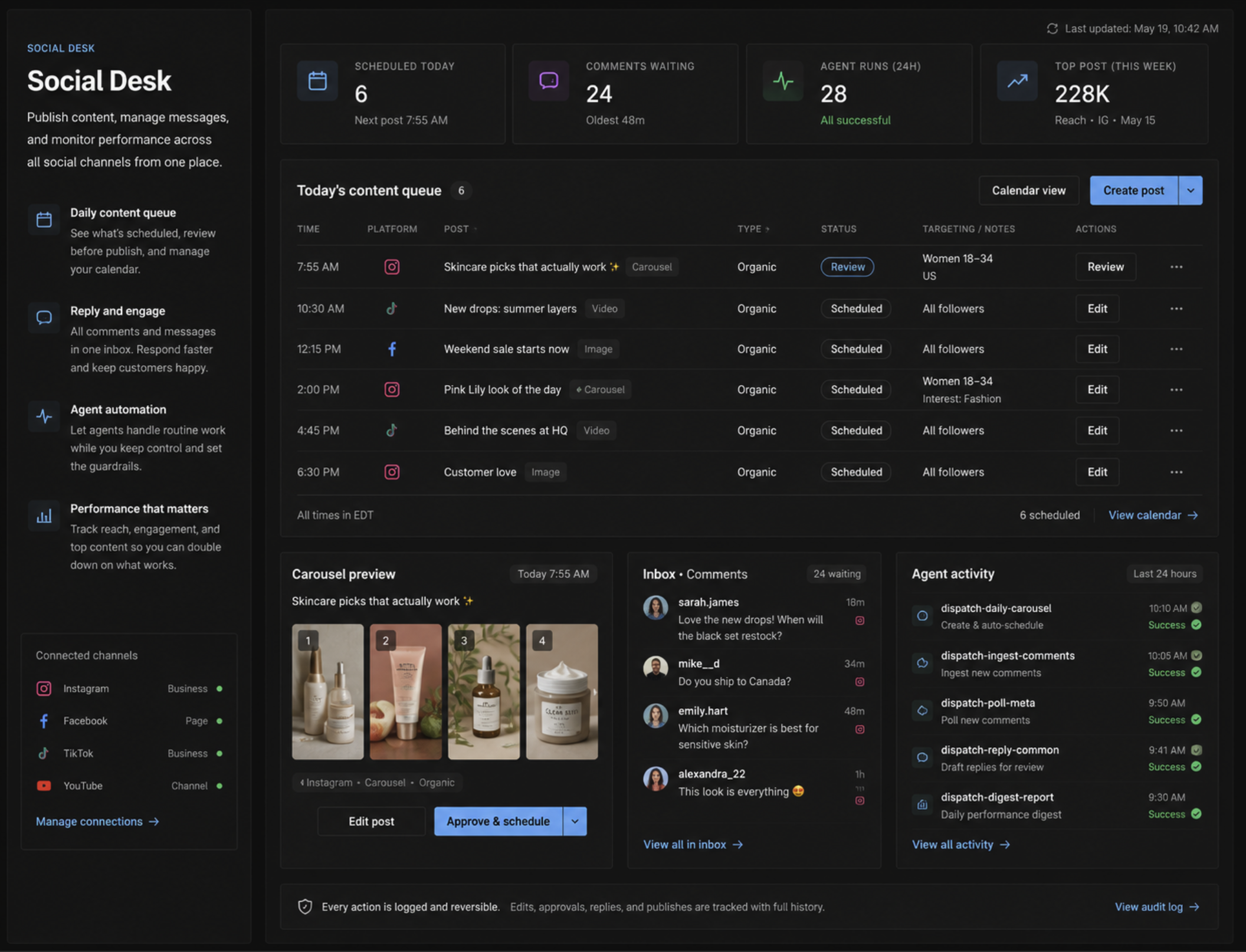 Social Desk reference interface